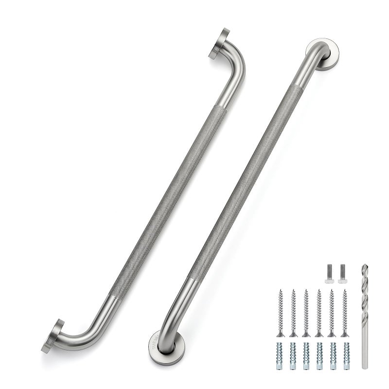 JOY DECOR 24 Inch Grab Bars for Shower Stainless Steel Safety Handicap Grab Bars for Bathroom AntiSlip Shower Handle Wall Mounted 2 Pack Brushed Nickel - Image 2