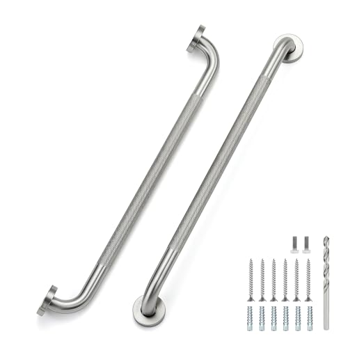 JOY DECOR 24 Inch Grab Bars for Shower Stainless Steel Safety Handicap Grab Bars for Bathroom AntiSlip Shower Handle Wall Mounted 2 Pack Brushed Nickel - Image 1