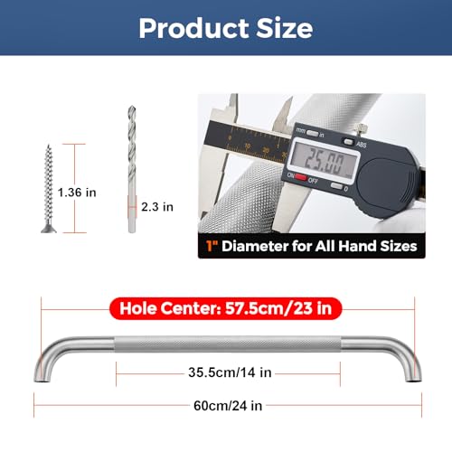 JOY DECOR 24 Inch Grab Bars for Shower Stainless Steel Safety Handicap Grab Bars for Bathroom AntiSlip Shower Handle Wall Mounted 2 Pack Brushed Nickel - Image 3