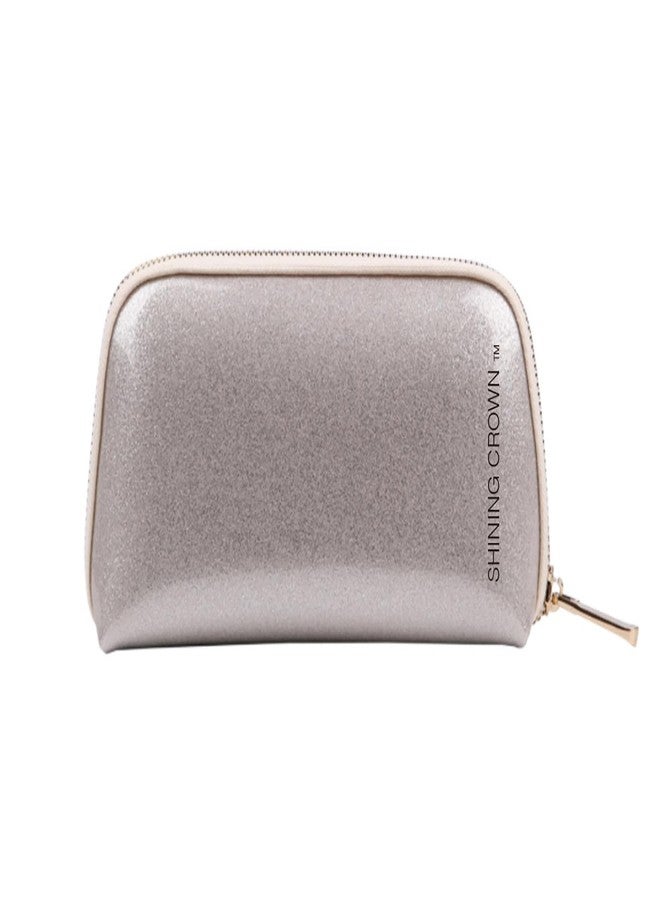 EMILYSTORES SHINING Crown Muliti-Functional Portable Travel Makeup Tote Bag Cosmetic Pouch For Storage Toiletry Travel Accessories, Silver Color - Image 1