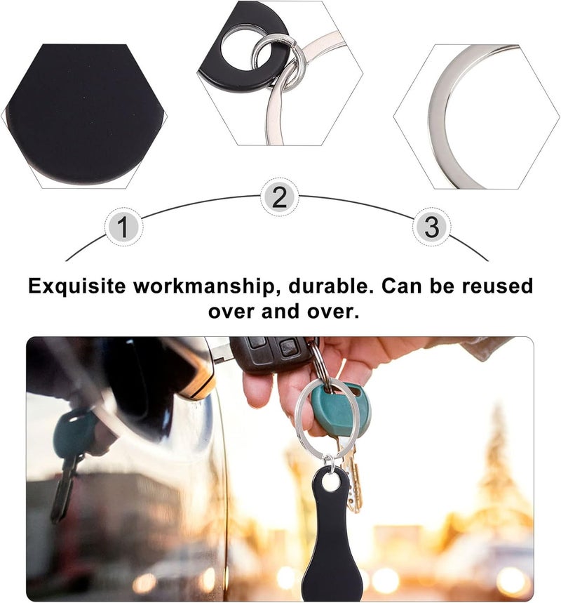 كلاراكو Klarako 2 قطعة من رموز عربة التسوق سلسلة مفاتيح معدنية مفاتيح تحرير عربة التسوق - Image 4