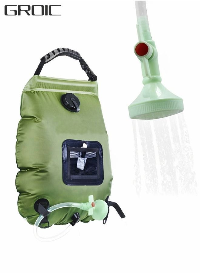 GROIC - Solar Shower Bag, Portable Heating Camping Shower Bag 5Gal(20L)Water 45°C with Removable Hose and On-Off Switchable Shower Head for Outdoor Camping - Image 1