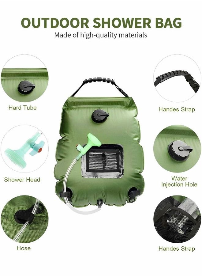 GROIC - Solar Shower Bag, Portable Heating Camping Shower Bag 5Gal(20L)Water 45°C with Removable Hose and On-Off Switchable Shower Head for Outdoor Camping - Image 1