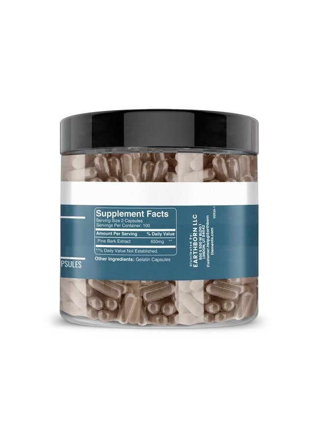 earthborn elements Pine Bark Extract, 200 Capsules, Pure & Undiluted, No Additives - Image 2