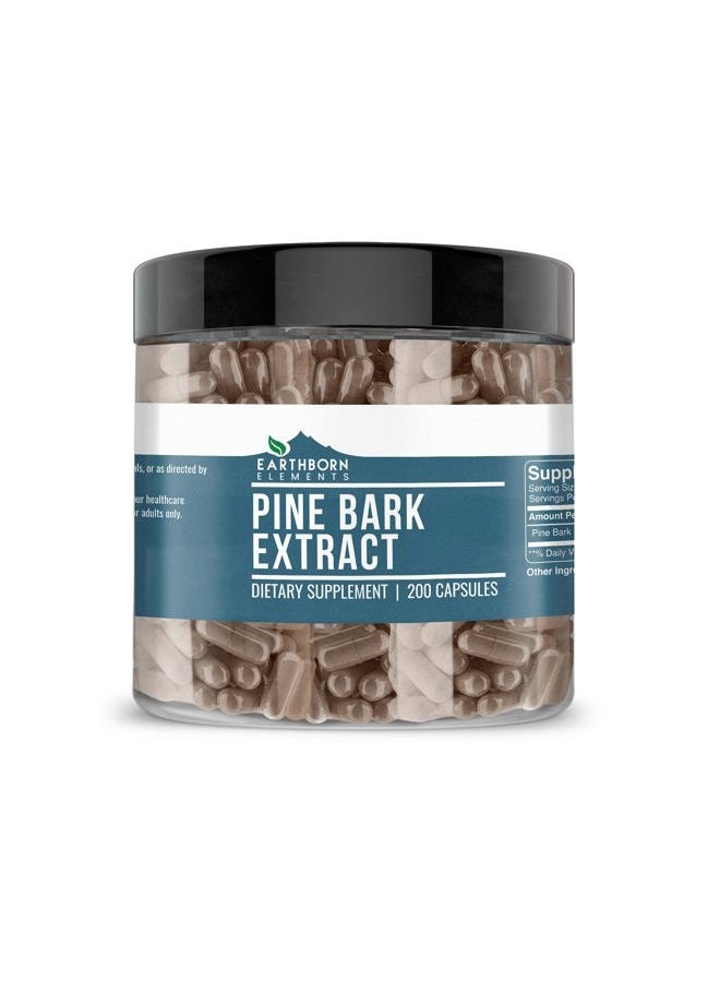 earthborn elements Pine Bark Extract, 200 Capsules, Pure & Undiluted, No Additives - Image 1
