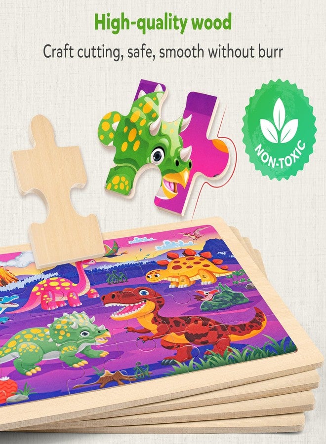 SYNARRY Large Wooden Dinosaur Puzzles for Toddlers 3-5, Wood Dino Puzzles for Kids Ages 4-6, Dinosaur Toys for Kids 3-5, Preschool Educational Children Learning Gifts for 3 4 5 Year Old Boys Girls - Image 4