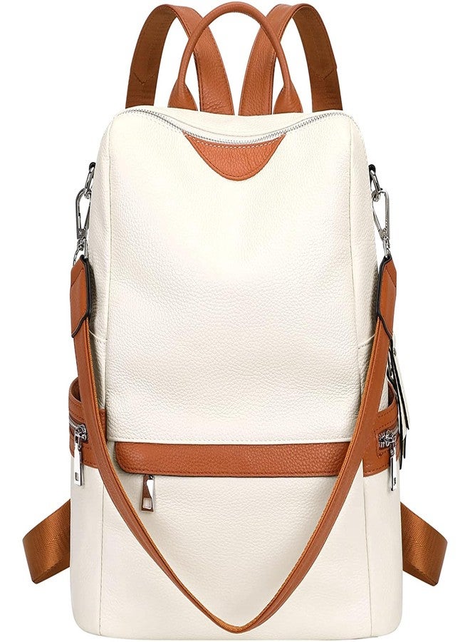 MUCHOVA Women Trending Backpack Purse for Women Convertible Shoulder Bag Medium Laptop Backpack (Off White) - Image 1