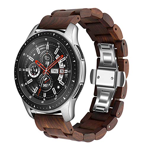 Kinobo Band 22mm Compatible With Samsung Galaxy Watch 3 45mm / Gear S3 Frontier Smartwatch 46mm Lightweight Wood Watchband Quick Release Strap Replacement Bracelet Wristband (Sandalwood-22MM) - Image 1