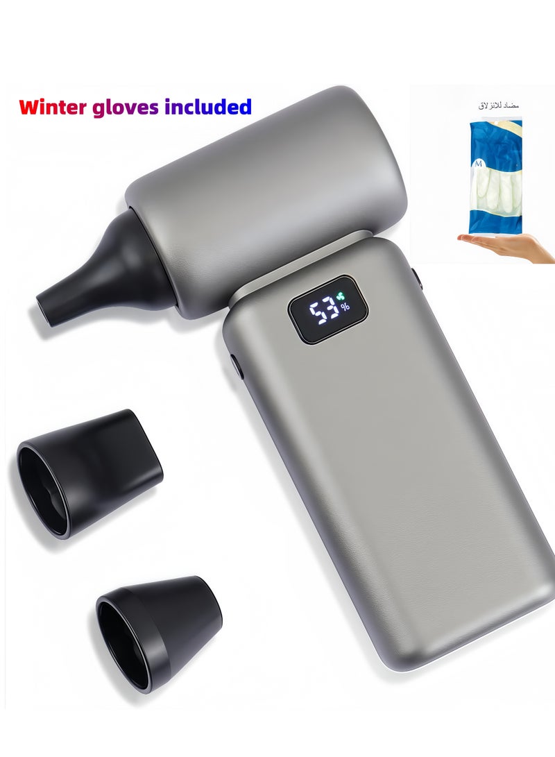 Compressed air dust collector with a turbine fan for removing sand and dust, wind speed of 35 m/s, convenient USB charging, suitable for various scenarios such as car interior dust removal and bedroom dust removal. & Silicone gloves for washing dishes, washing vegetables, kitchen cleaning tools, unisex thick wear-resistant gloves, kitchen cleaning glovesBundle - Image 1