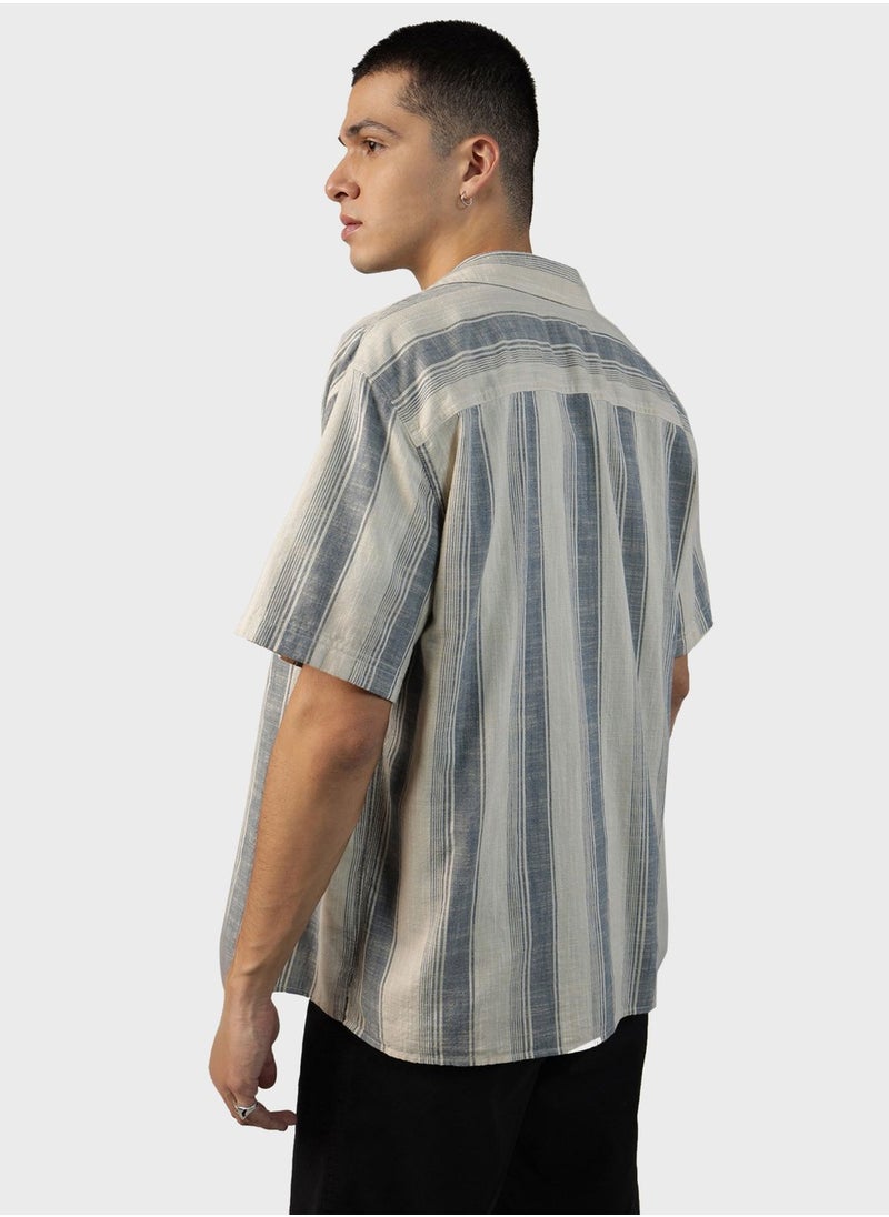 American Eagle - Striped Button Down Poolside Shirt - Image 1