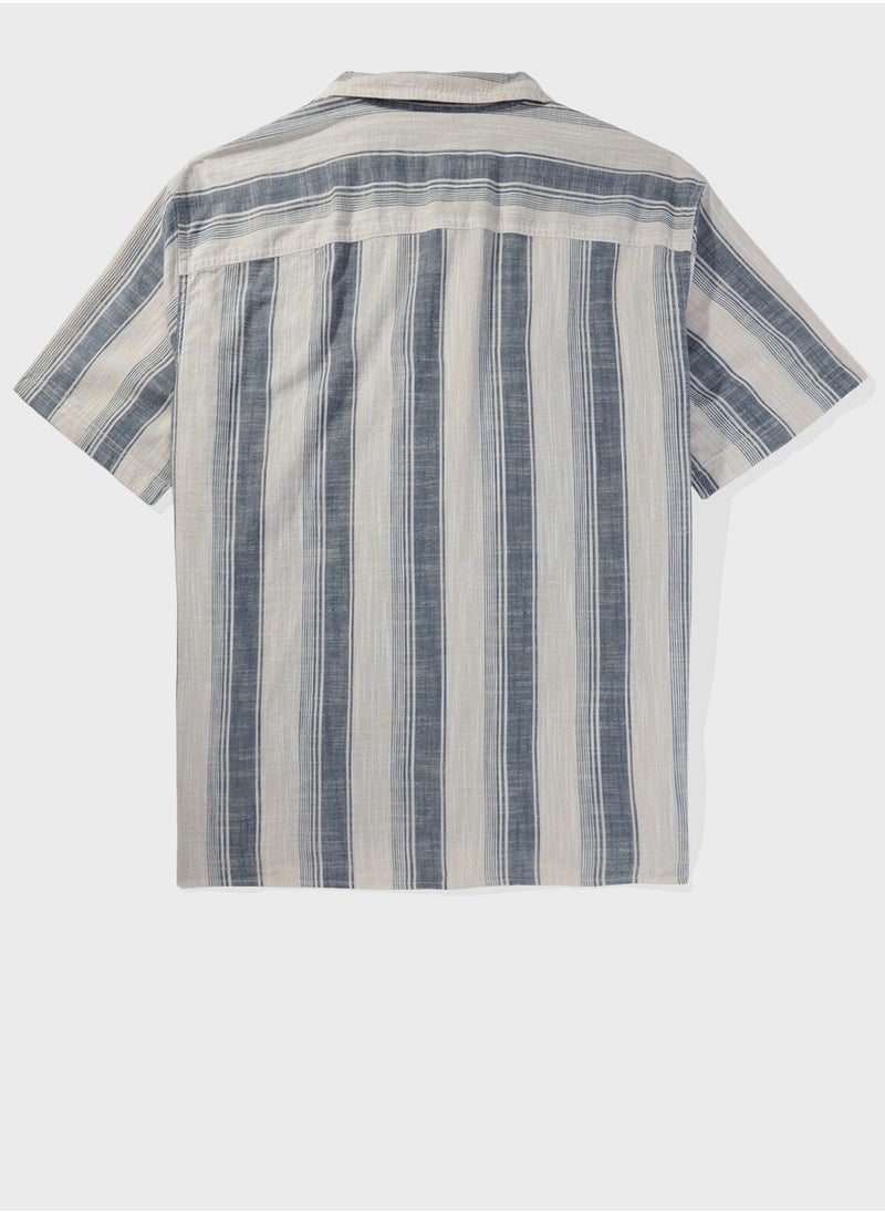 American Eagle - Striped Button Down Poolside Shirt - Image 1