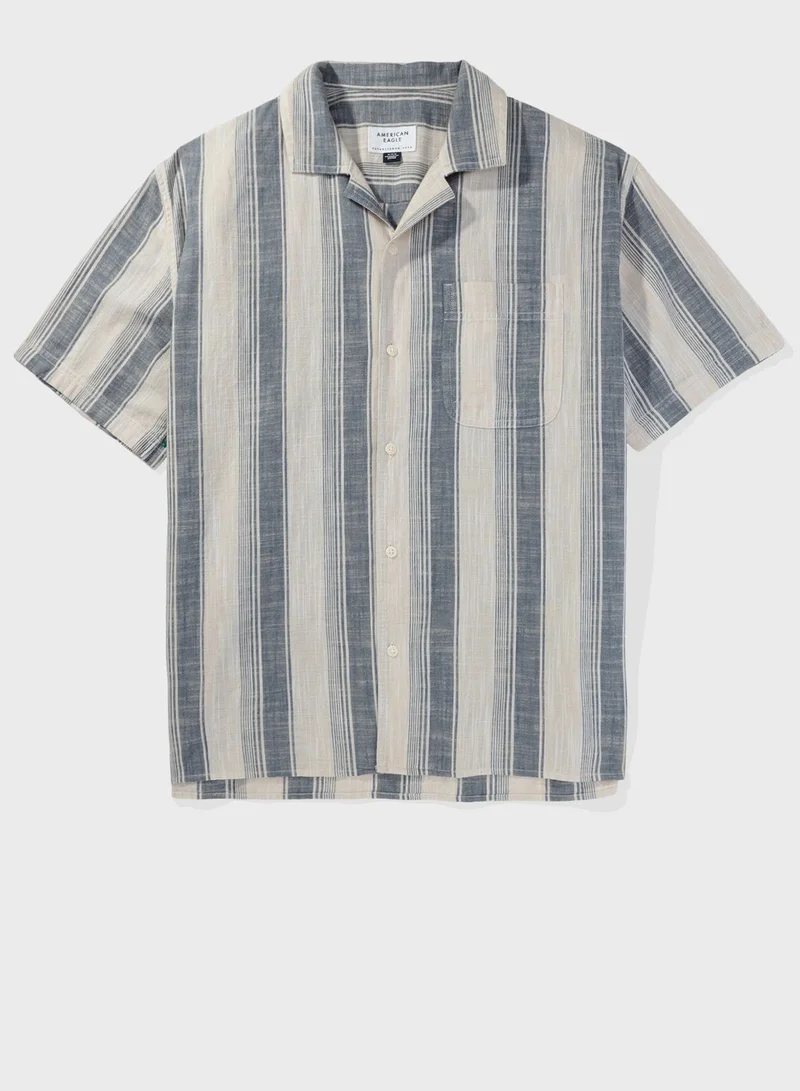 American Eagle Striped Button Down Poolside Shirt