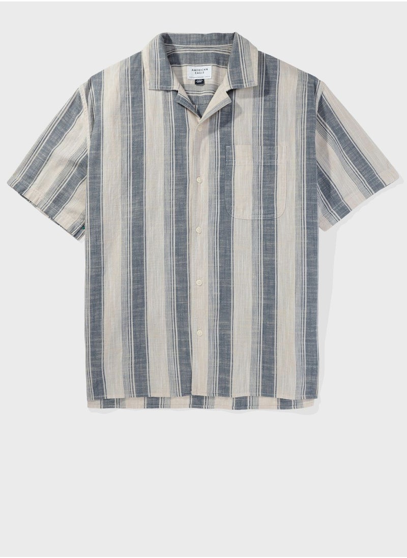 American Eagle - Striped Button Down Poolside Shirt - Image 1
