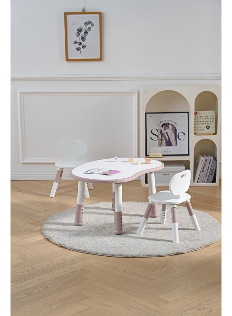 ماركولو طقم طاولة وكرسي للأطفال – مكتب عصري قابل لتعديل الارتفاع للدراسة واللعب والأنشطة – خالٍ من مادة BPA، متين وسهل التنظيف (وردي) - Image 1