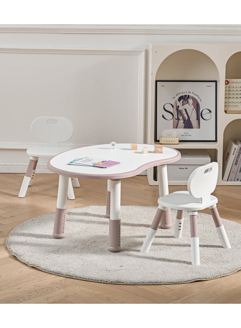 ماركولو طقم طاولة وكرسي للأطفال – مكتب عصري قابل لتعديل الارتفاع للدراسة واللعب والأنشطة – خالٍ من مادة BPA، متين وسهل التنظيف (وردي) - Image 3