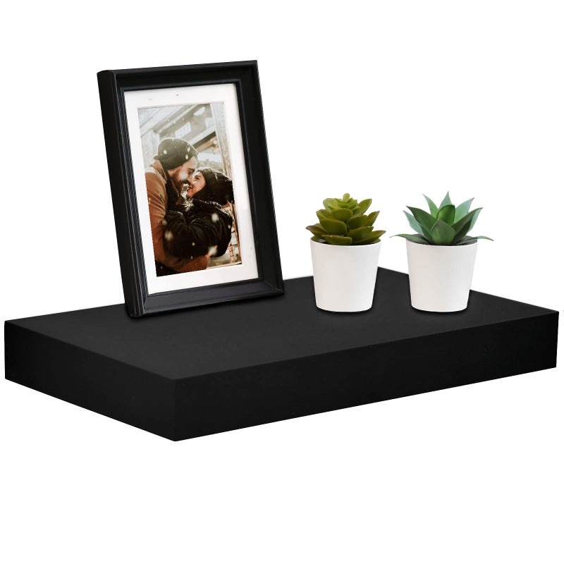 WELLAND WELLAND 16 inch Black Mission Floating Shelves for Wall Bathroom Wall Mount Shelves Wood Modern Display Shelves Book Shelvesfor BedroomLiving Room and Kitchen