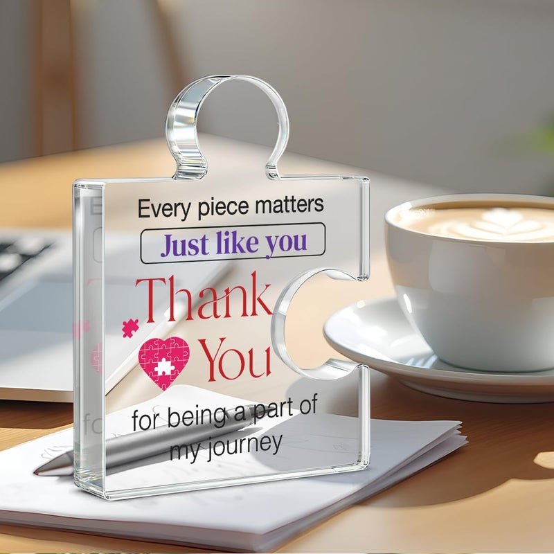 Yigaue Thank You Gifts for Coworkers Appreciation Gift Retirement Gifts for Colleagues Employees Boss, Every Piece Matters Just Like You Acrylic Puzzle Piece Plaque Office Decor - Image 4