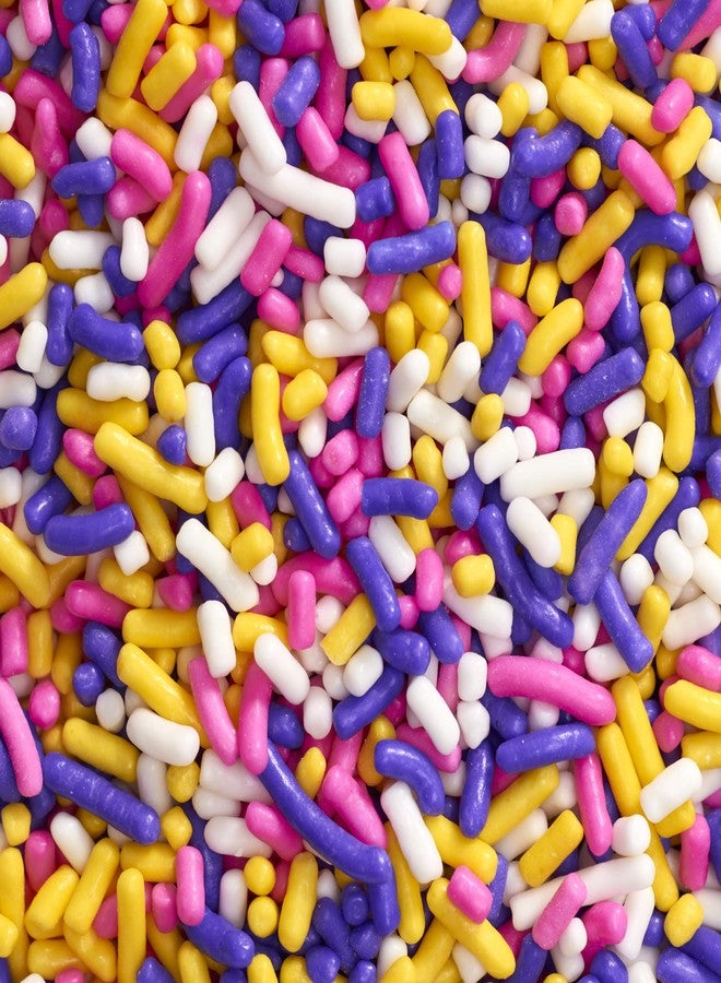 DecoPac Pastel Rainbow Sprinkles | Extra Large 26oz Pack | Cake Sprinkle Mix, Fancy Sprinkles For Cake Decorating, Handheld Container, Candy Sprinkles, Spring Cake Sprinkles - Pink, Purple, Yellow & White - Image 1