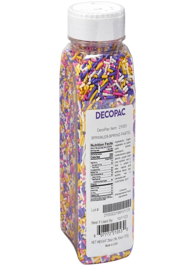 DecoPac Pastel Rainbow Sprinkles | Extra Large 26oz Pack | Cake Sprinkle Mix, Fancy Sprinkles For Cake Decorating, Handheld Container, Candy Sprinkles, Spring Cake Sprinkles - Pink, Purple, Yellow & White - Image 2