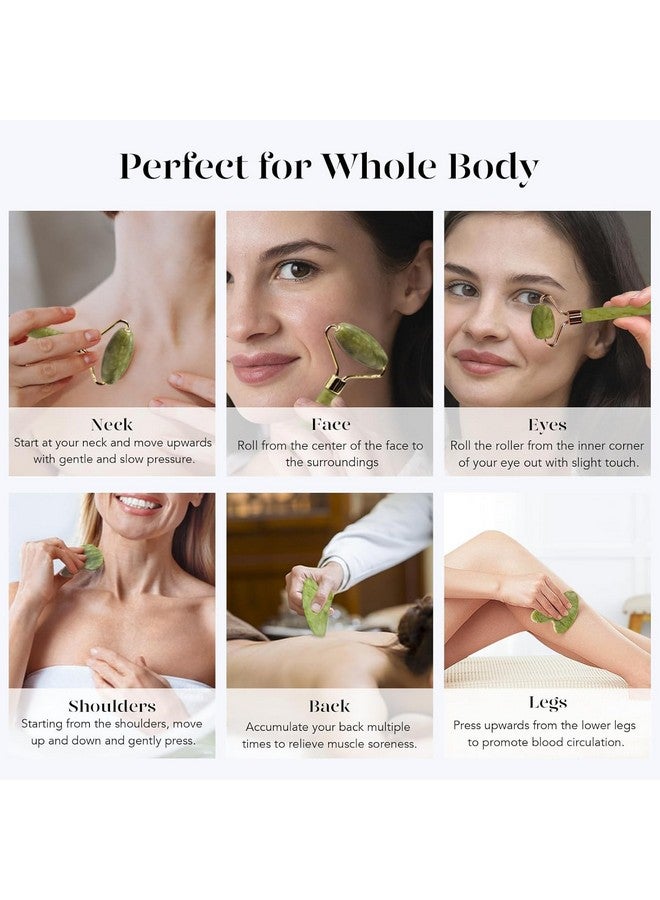 بايمي أدوات الوجه BAIMEI IcyMe Gua Sha و Jade Roller ومجموعة Gua Sha لتقليل الانتفاخ والاحمرار للعناية بالبشرة، هدية للعناية الذاتية للرجال والنساء - أخضر - Image 4