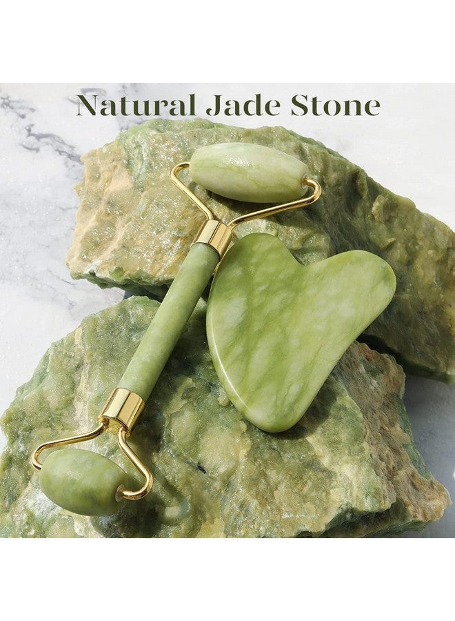 بايمي أدوات الوجه BAIMEI IcyMe Gua Sha و Jade Roller ومجموعة Gua Sha لتقليل الانتفاخ والاحمرار للعناية بالبشرة، هدية للعناية الذاتية للرجال والنساء - أخضر - Image 2