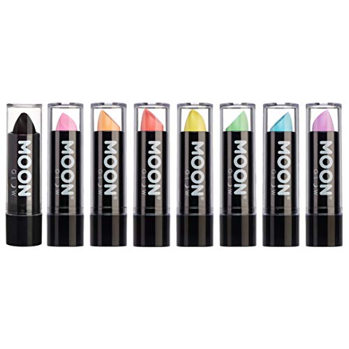 Moon Glow  Blacklight Neon UV Lipstick 016oz Pastel Set of 8 colors  Glows brightly under BlacklightsUV Lighting