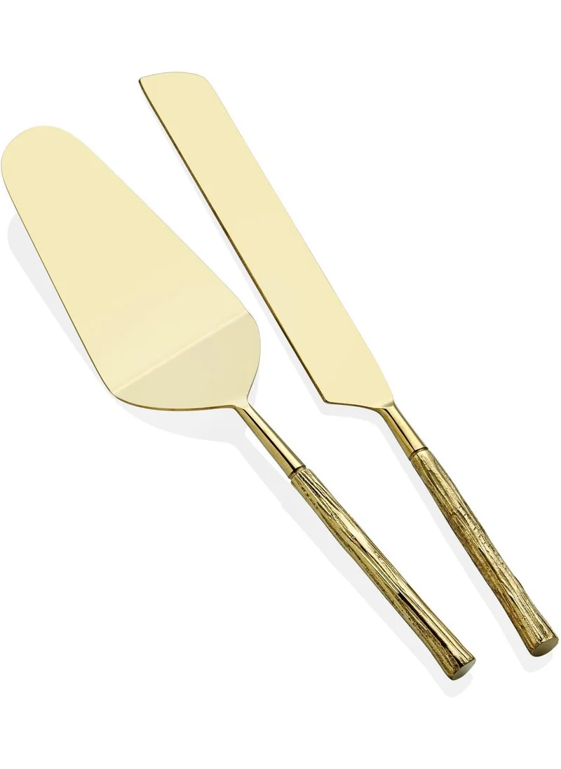 The Mia Goldy Cake Service Set 2 Pieces
