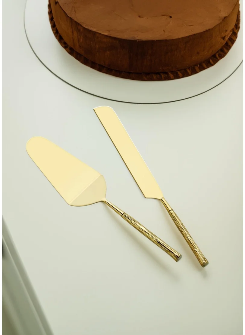 The Mia Goldy Cake Service Set 2 Pieces