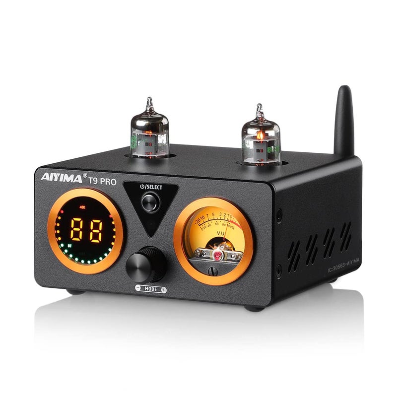 AIYIMA مضخم الصوت AIYIMA T9 PRO 200W بلوتوث HiFi رقمي من فئة D 2.0/2.1 مع مضخم DAC أنبوب فراغ مع مقياس VU وخصائص الجهير والتريبل ومدخلات بلوتوث 5.1 وكوكسيل وبصري وPC-USB - Image 1
