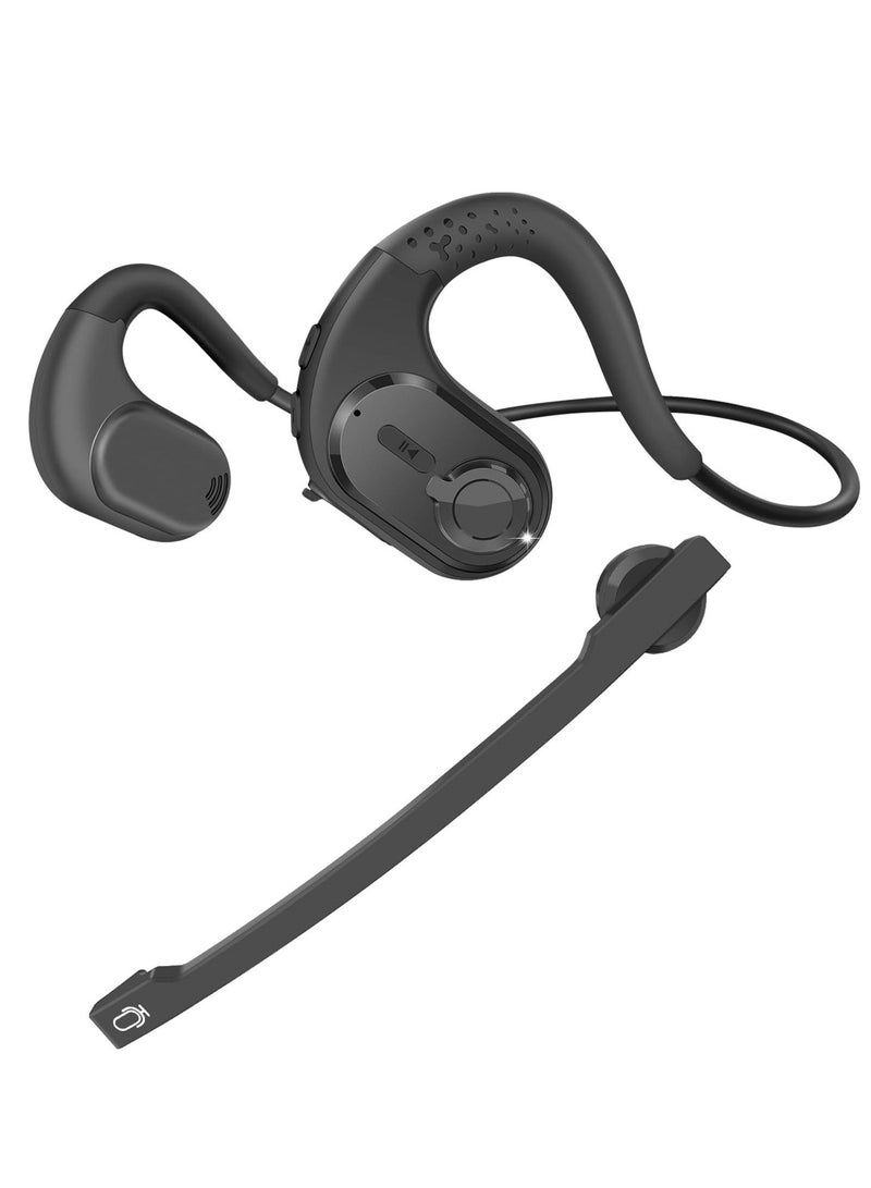 SYOSI Bluetooth 5.3 Headset, DSP Noise Cancelling Wireless Open Ear Comfort Headphones, with Detachable Microphone, 12H Playtime for Office Meeting Home Working - Image 1