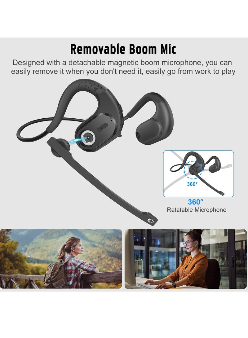 SYOSI Bluetooth 5.3 Headset, DSP Noise Cancelling Wireless Open Ear Comfort Headphones, with Detachable Microphone, 12H Playtime for Office Meeting Home Working - Image 5