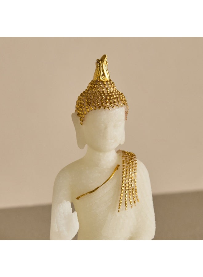 Home Box Polyresin Marble Dust Buddha Figurine - White - Image 3