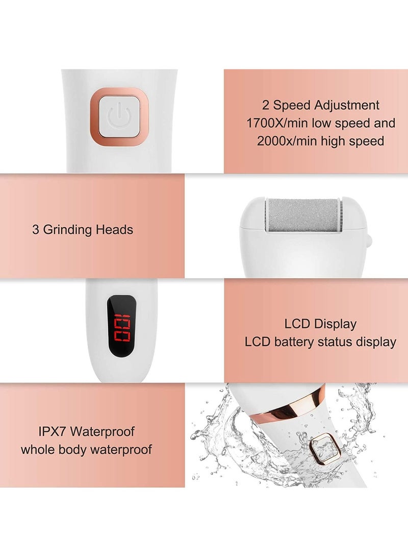 Electric Callus Remover,Foot Hard Skin Remover, Rechargeable Electronic Feet File Pedicure Foot with IPX7 Waterproof Design Proffessinal Feet Care with 2 Speed for Cracked Heels and Dead Skin - Image 4
