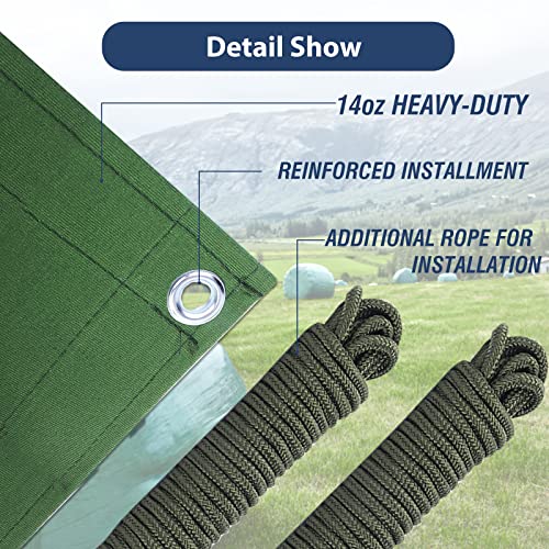 Ezcasch 5’x7’ Canvas Tarps Heavy Duty Waterproof Tarpaulins with Aluminum Grommets,UV Resistant, 22Mil Multipurpose Drop Cloth, 14oz Cover Sheet for Outdoor and Indoor Use with Ropes Green - Image 5