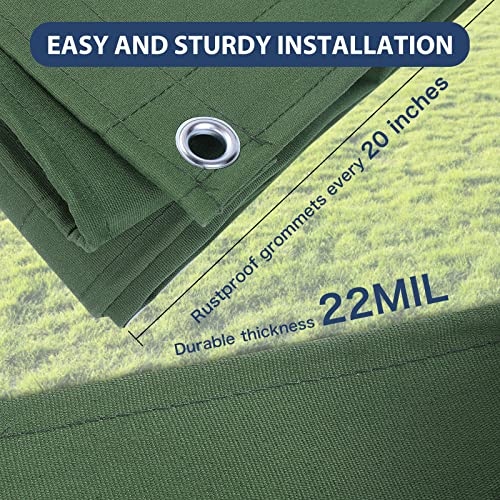 Ezcasch 5’x7’ Canvas Tarps Heavy Duty Waterproof Tarpaulins with Aluminum Grommets,UV Resistant, 22Mil Multipurpose Drop Cloth, 14oz Cover Sheet for Outdoor and Indoor Use with Ropes Green - Image 4