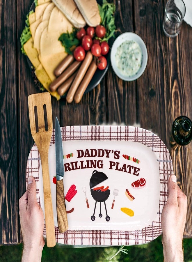 WorldBazaar Fathers Day Gift Daddys Grill Plate Grilling Platter Dad Barbecue Serving Tray Dishes Men Grandpa BBQ Plaid Holiday Birthday Father's Gifts - Image 4