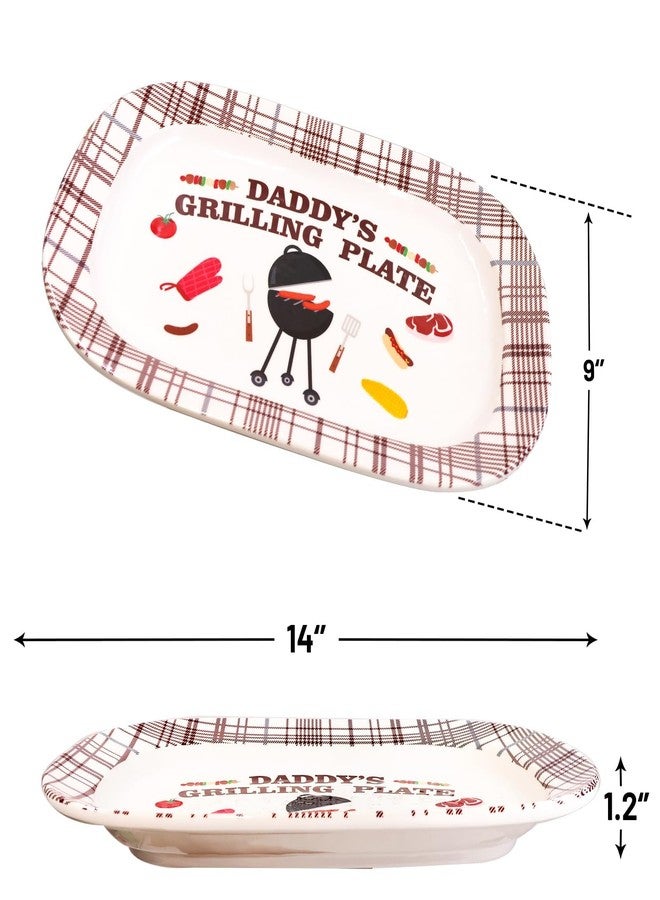 WorldBazaar Fathers Day Gift Daddys Grill Plate Grilling Platter Dad Barbecue Serving Tray Dishes Men Grandpa BBQ Plaid Holiday Birthday Father's Gifts - Image 3