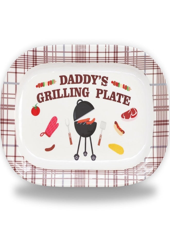 WorldBazaar Fathers Day Gift Daddys Grill Plate Grilling Platter Dad Barbecue Serving Tray Dishes Men Grandpa BBQ Plaid Holiday Birthday Father's Gifts - Image 1
