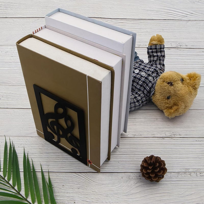 Winterworm 1 Pair Black Book Ends Musical Note Modern Bookends for ShelvesMetal Music Themed Book Holder Journal Book Organizer CD Holder Office Home Decorative Bookends for Back to School Student Kids Gift - Image 5