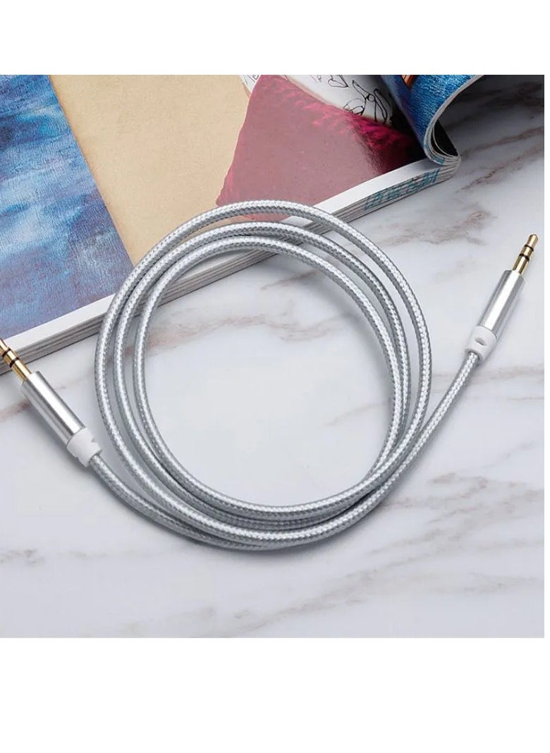 Generic AUX Audio Cable Woven Fabric 3.5mm Metal Head Cord Male To Male Stereo Extension Line For Car Phone's Tv LCD and speakers 