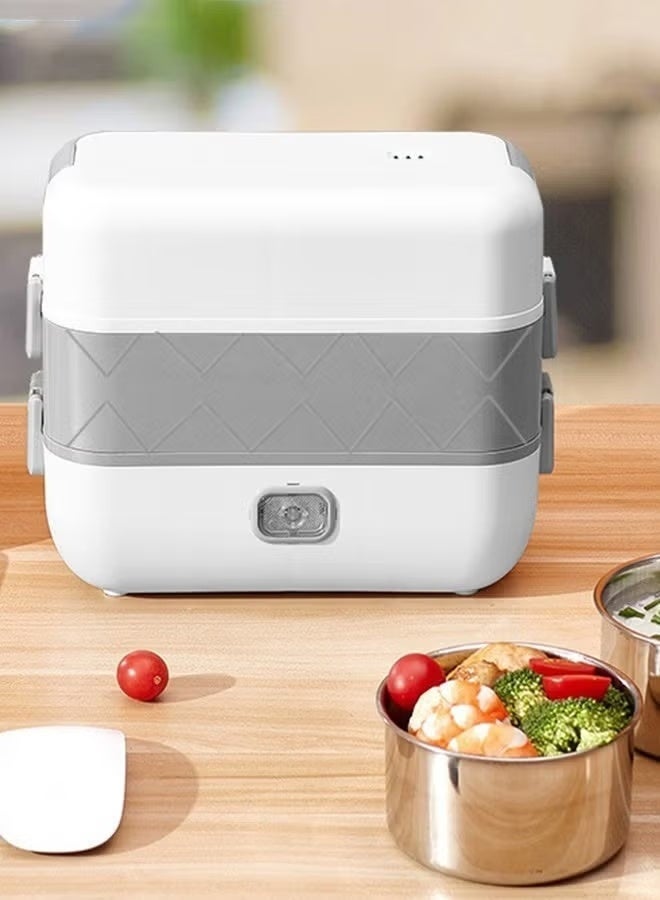2-Layer Portable Electric Food Heater Lunch Box,with 4 Stainless Steel Container, Mini Removable 304 Stainless Steel 220v Food Heater - Image 2