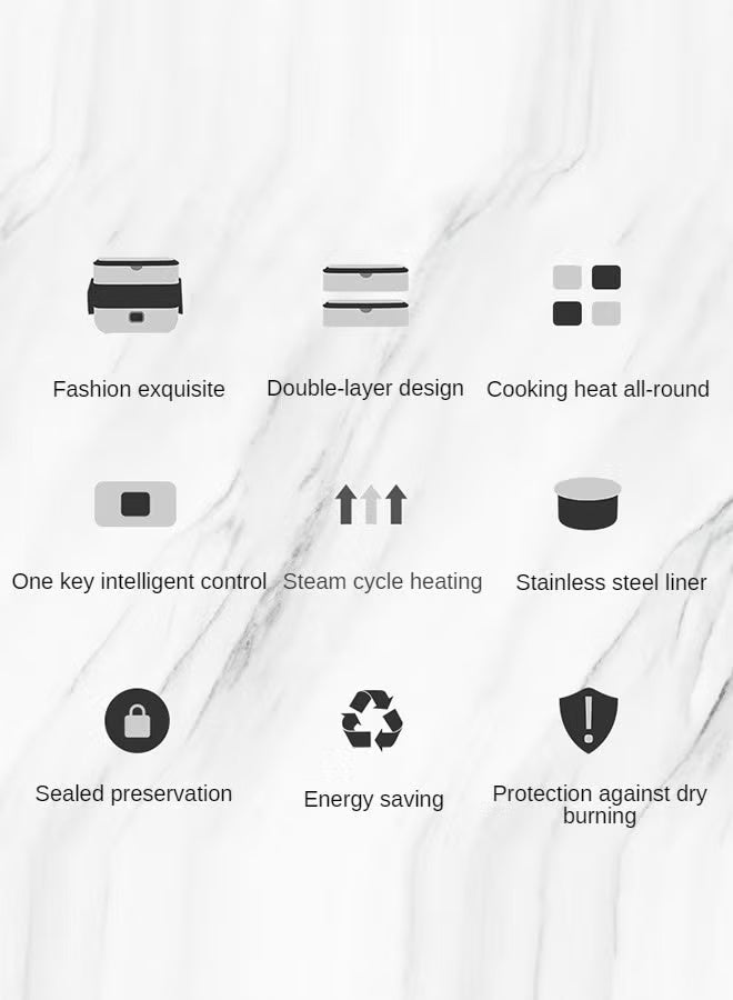 2-Layer Portable Electric Food Heater Lunch Box,with 4 Stainless Steel Container, Mini Removable 304 Stainless Steel 220v Food Heater - Image 4