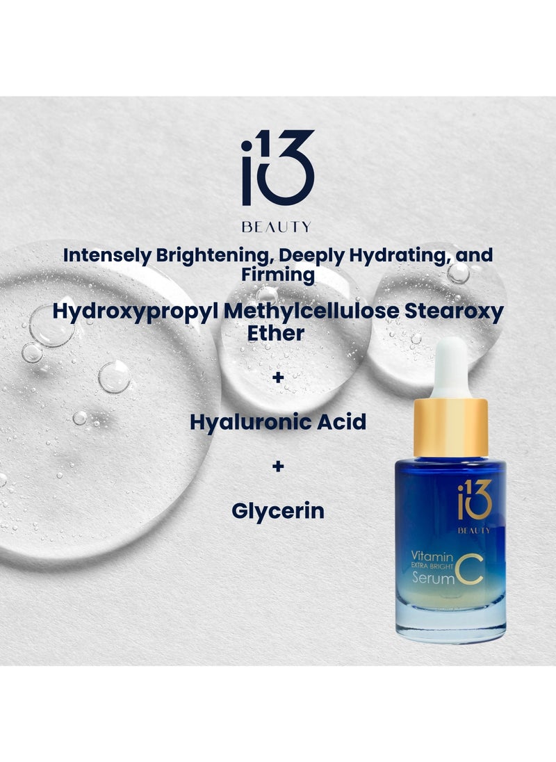 i13 Beauty - i13 Beauty Vitamin C Extra Bright Serum – Deep Hydration, Skin Brightening, Dark Spot Corrector, Anti-Aging & Firming Formula – Hyaluronic Acid & Antioxidant Boost – 30ml - Image 1