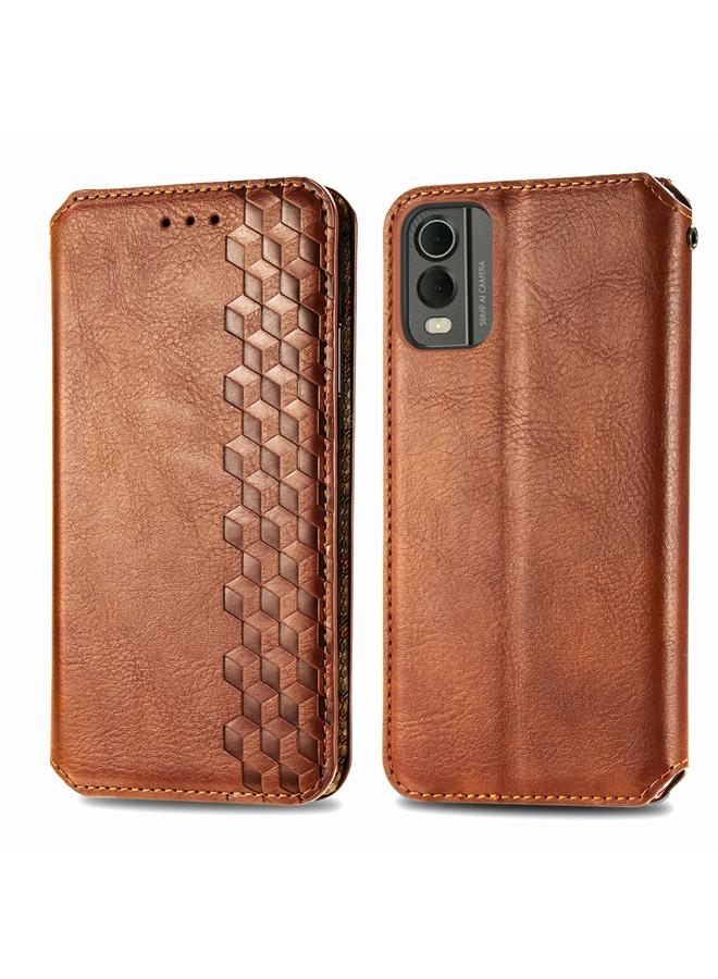 إيروريكس جراب هاتف Nokia C32 من الجلد المغناطيسي المضغوط بشبكة مكعبة - Image 2