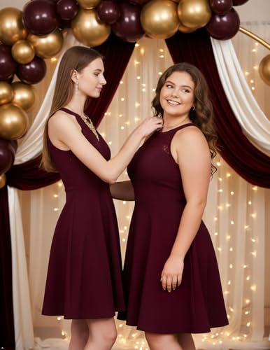 Bbonlinedress Vintage Short Cocktail Party Dress Women Wedding Guest Formal Prom Bridesmaid Homecoming Teens Juniors Dress Burgundy S - Image 4
