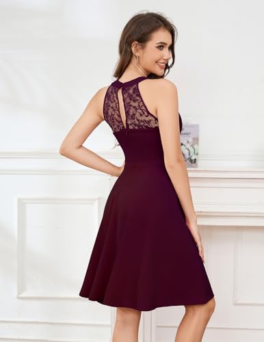 Bbonlinedress Vintage Short Cocktail Party Dress Women Wedding Guest Formal Prom Bridesmaid Homecoming Teens Juniors Dress Burgundy S - Image 2