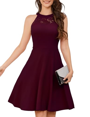 Bbonlinedress Vintage Short Cocktail Party Dress Women Wedding Guest Formal Prom Bridesmaid Homecoming Teens Juniors Dress Burgundy S - Image 1