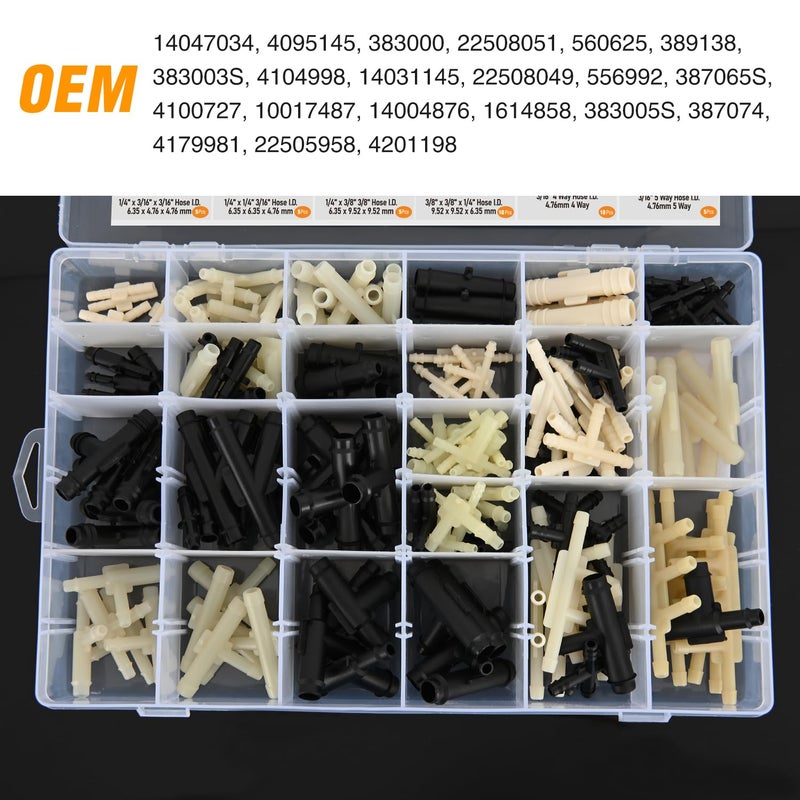 GOOACC 159Pcs 32 Size Automotive Vacuum Tubing Tee Connector Assortment Kit 1/8" 3/16" 1/4" 5/16" 3/8" - Image 5