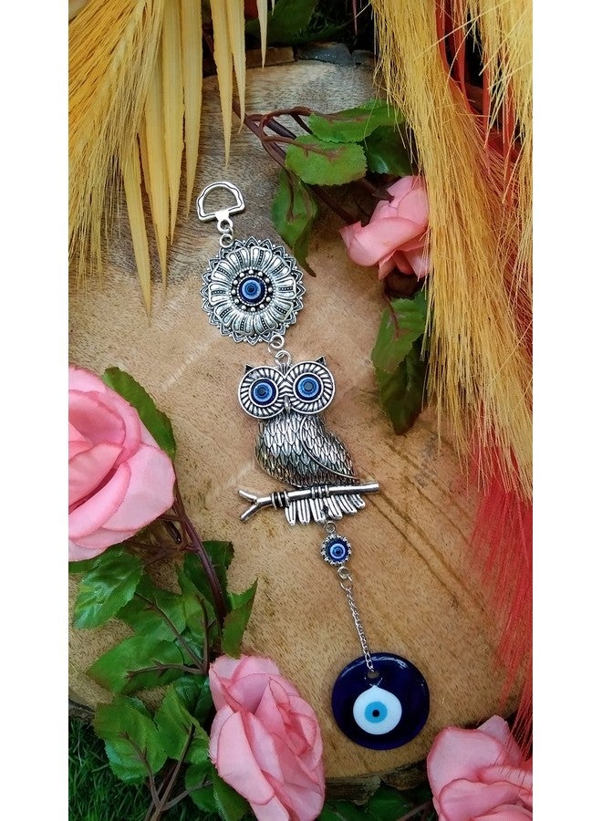 DT DECTONE Metal Nazar Battu For Home Entrance Evil Eye Hanging For Home Lucky Big Owl Showpieces For Good Luck And Prosperity At Office And Home, Blue - Image 5