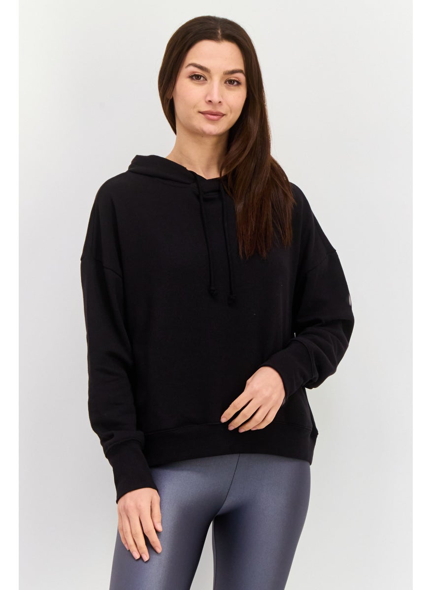 Sage Collective Women Long Sleeve Hooded Sweatshirt, Black  - Image 1